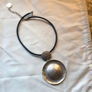 Black leather rope with silver